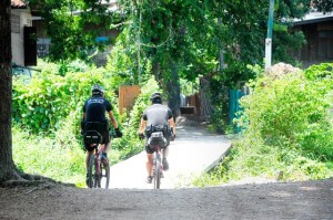 Ayutthaya Police on bicycles off road