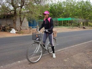 Wan aboard the 'shopping special' bike - now she rides a Charge Grater