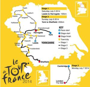 Stages 1, 2, and 3 of this year's Tour de France will be in The United Kingdom