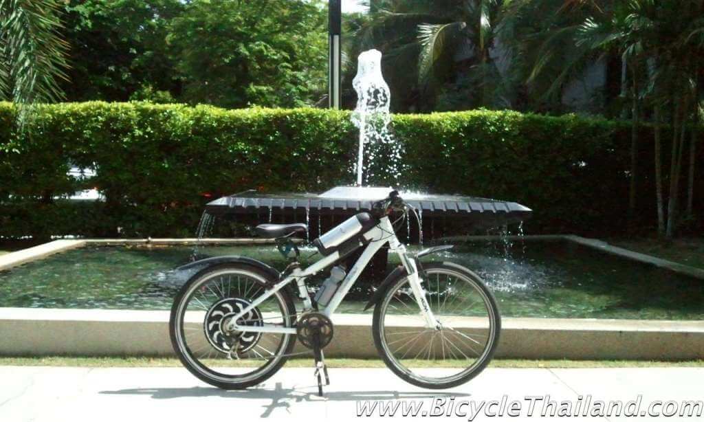 ebike next to fountain