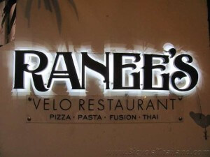 Ranee Velo Restaurant front sign