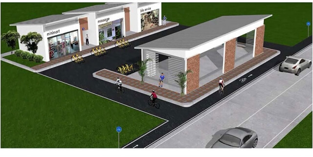 Artist impression of shops along planned bicycle lane