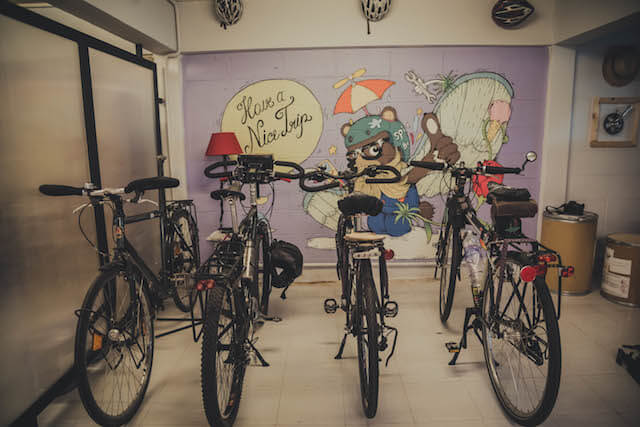 Spinning Bear Bicycle Hostel bike parking area